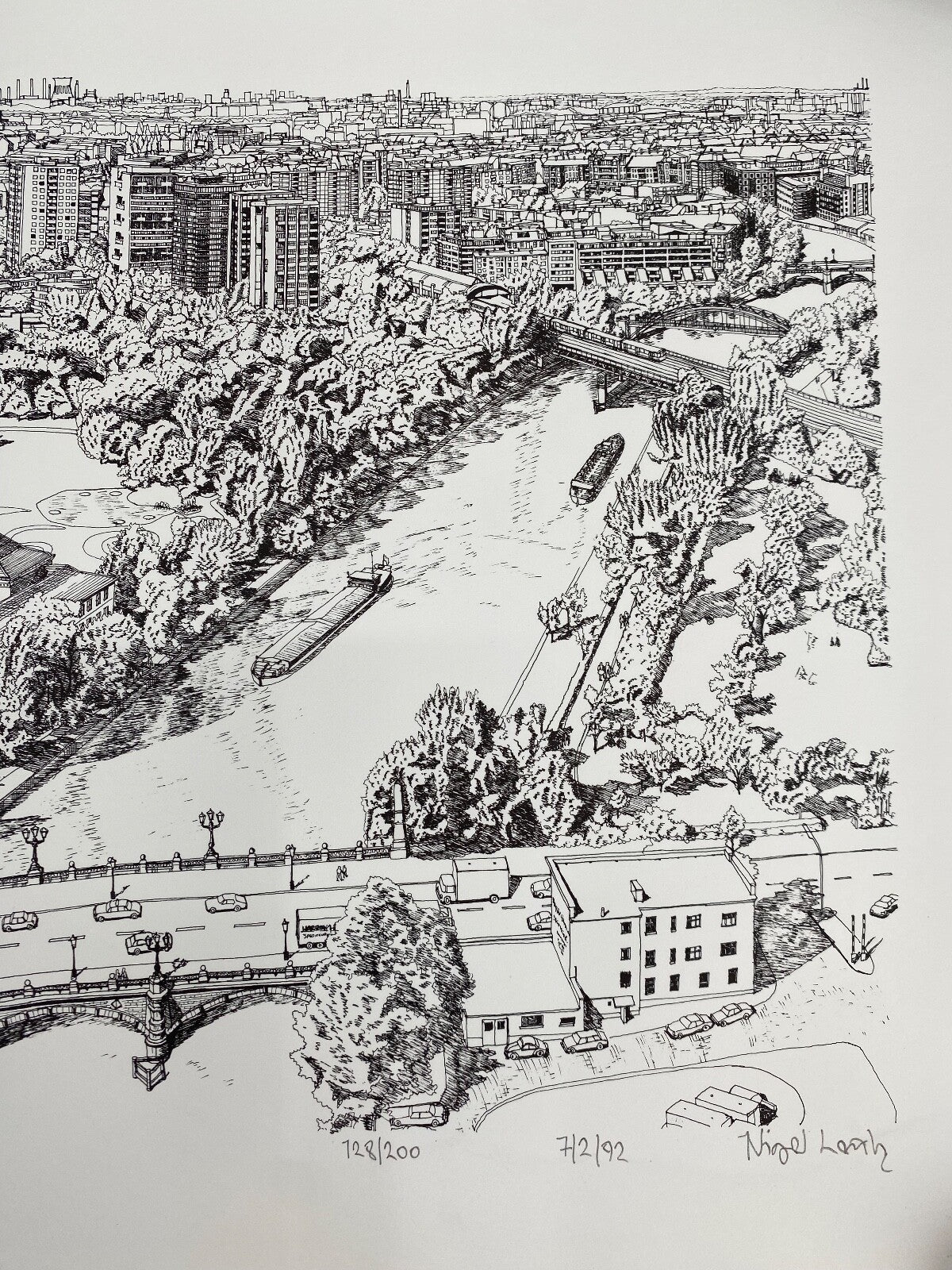 * NIGEL LEACH GRAFIK DRUCK BELLEVUE VOGELPERSPEKTIVE BERLIN HANSAVIERTEL
