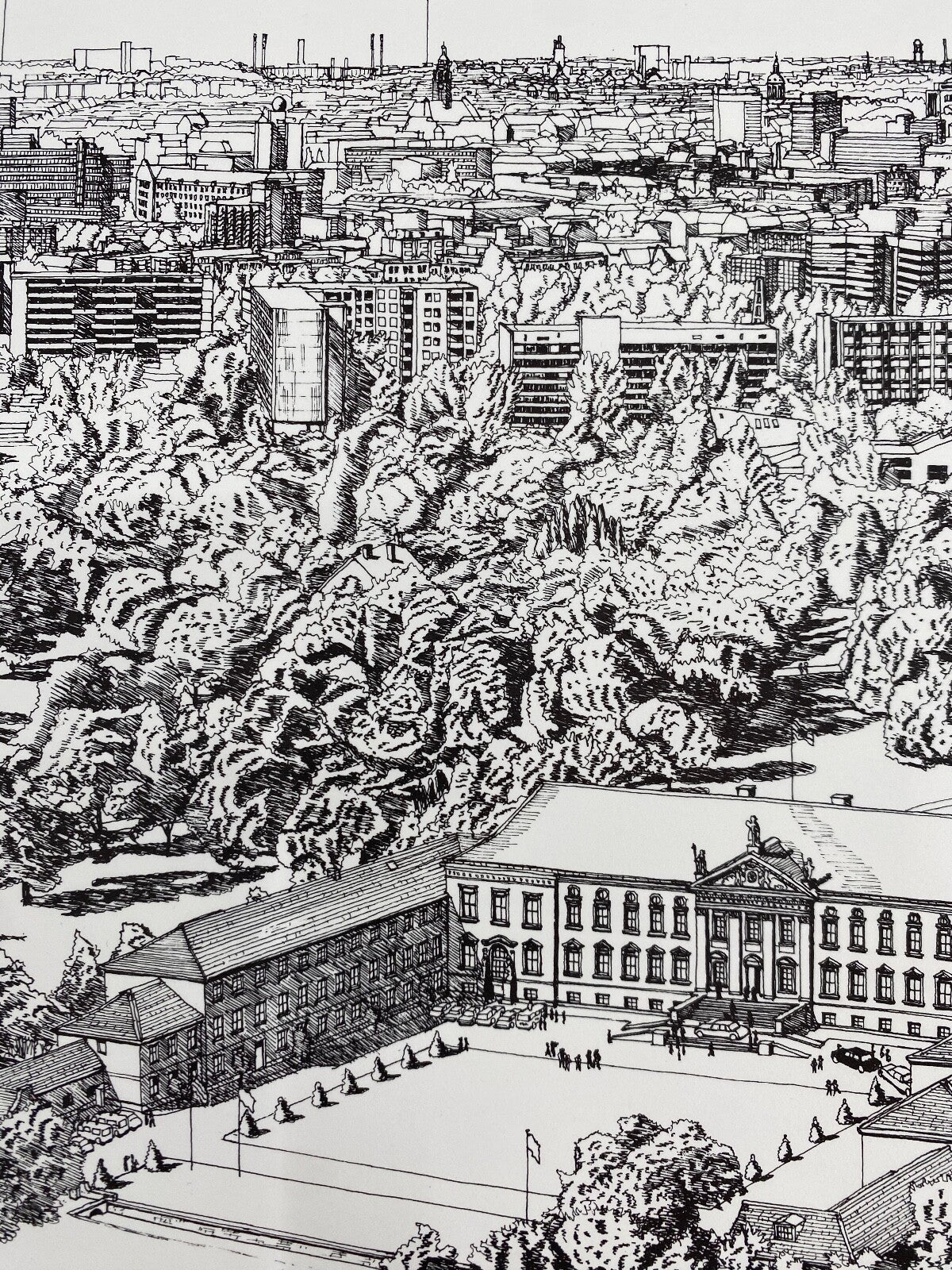 * NIGEL LEACH GRAFIK DRUCK BELLEVUE VOGELPERSPEKTIVE BERLIN HANSAVIERTEL