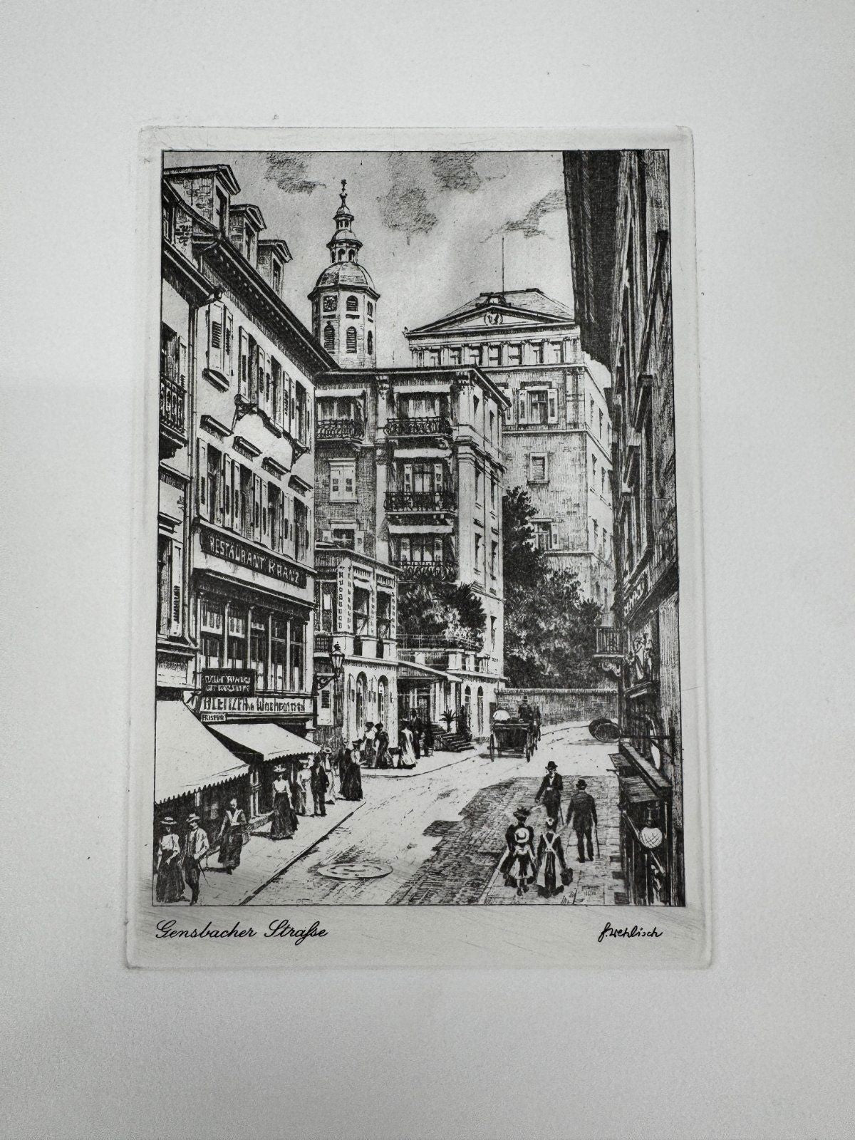 * HEINZ WEHLISCH RADIERUNG GENSBACHER STRAßE BADEN BADEN 1900 AN