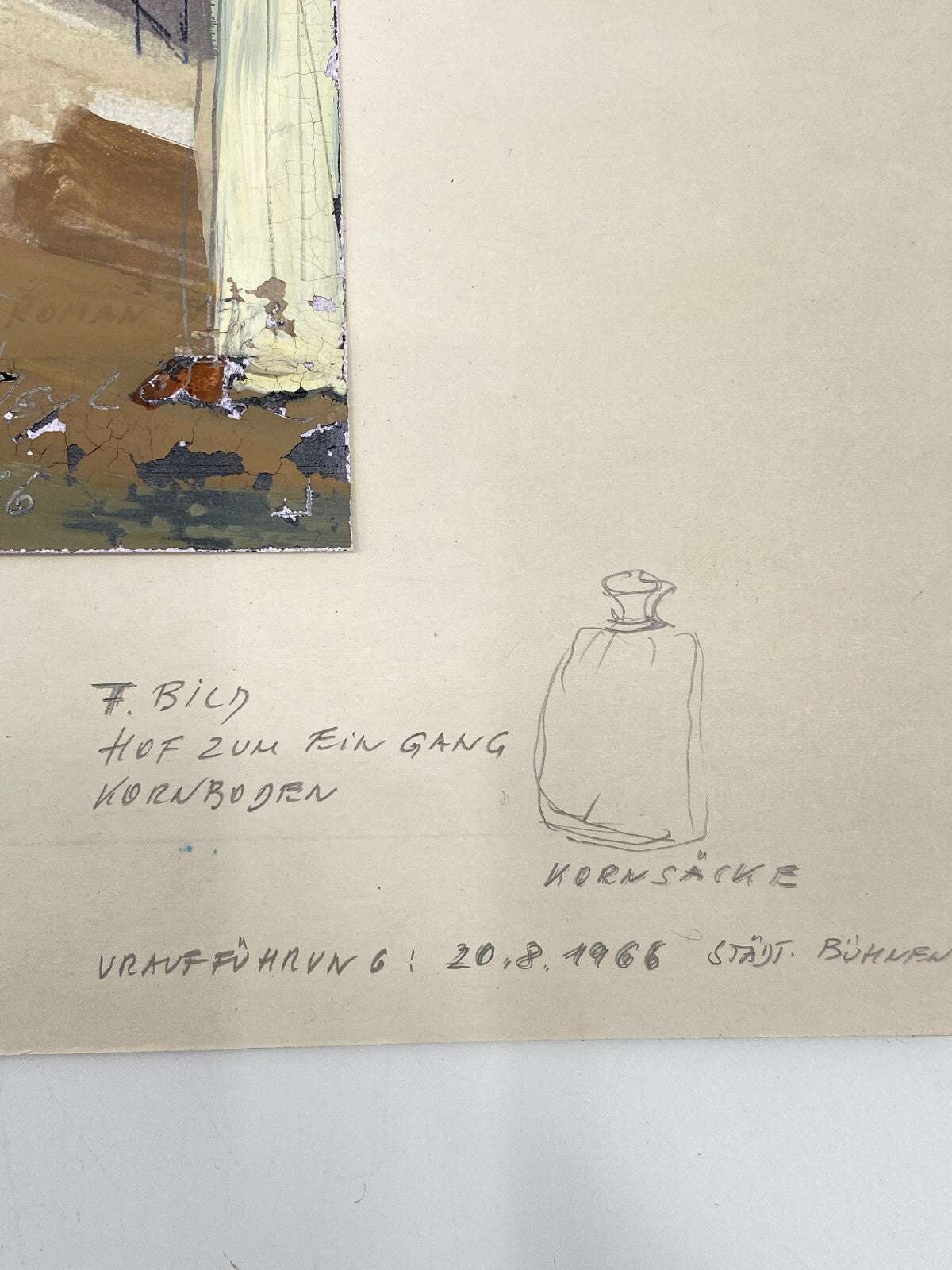 * BILD ACRYL ÖL GEMÄLDE ROMAN WEYL MARSKI URAUFFÜHRUNG 1966 BÜHNENBILD VINTAGE