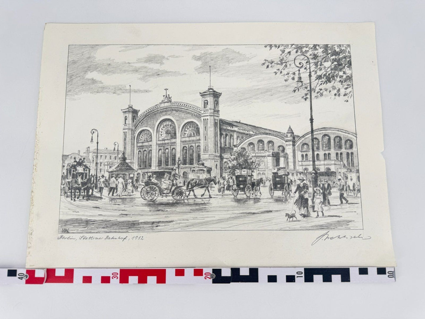 * HEINZ WEHLISCH ZEICHNUNG STETTINER BAHNHOF BERLIN ANSICHT 1912