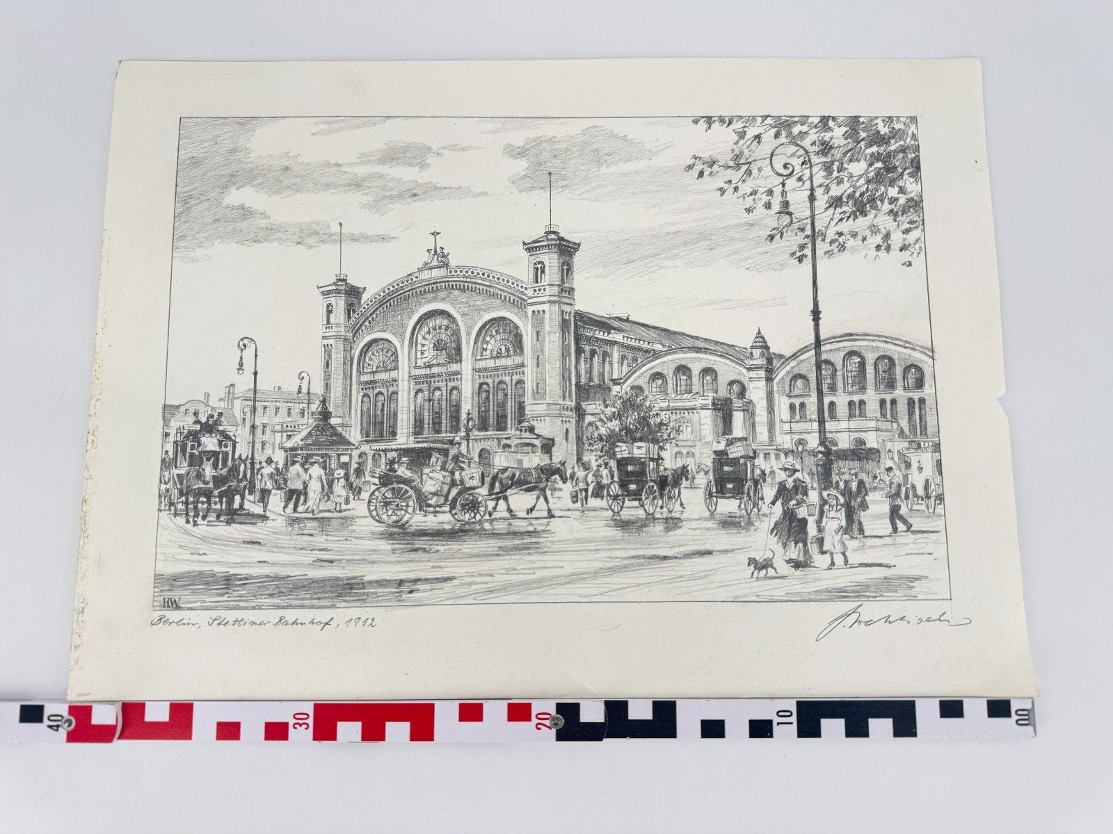 * HEINZ WEHLISCH ZEICHNUNG STETTINER BAHNHOF BERLIN ANSICHT 1912