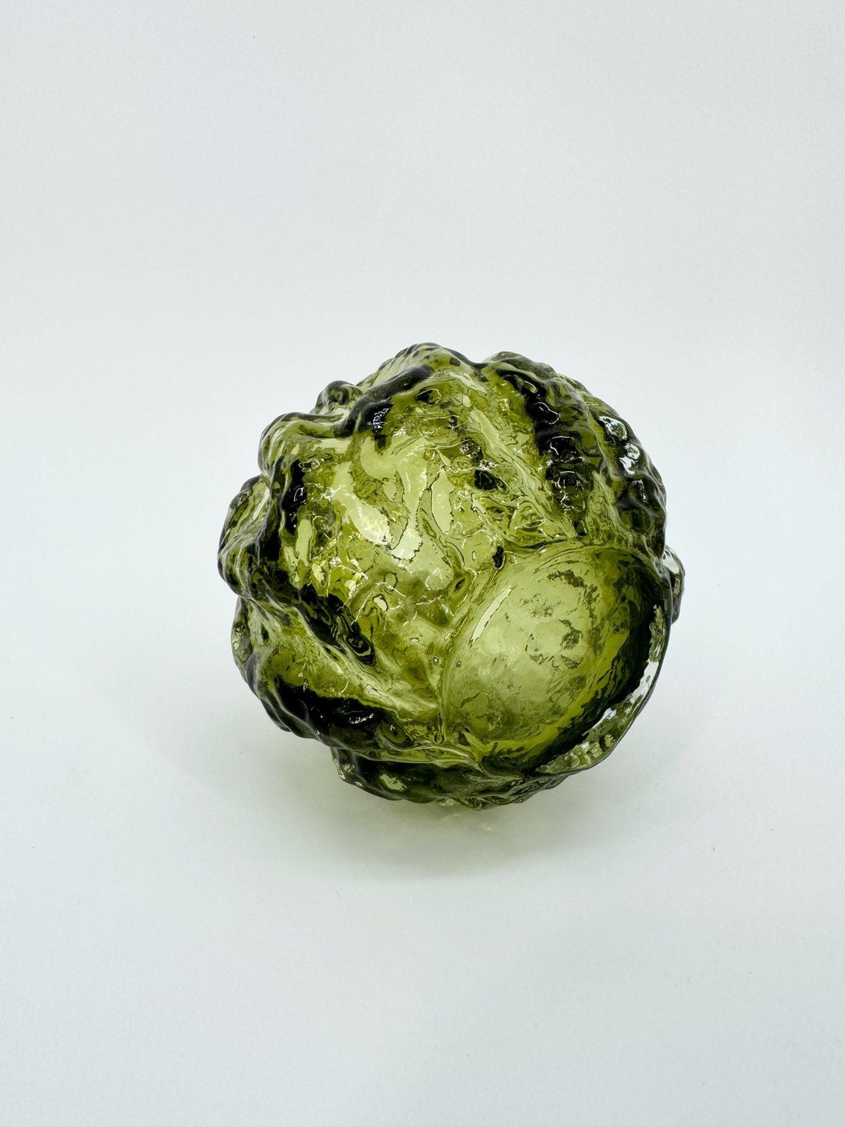 VASE INGRID GLAS KUGEL KUGELVASE 60ER EISGLAS GRÜN VINTAGE