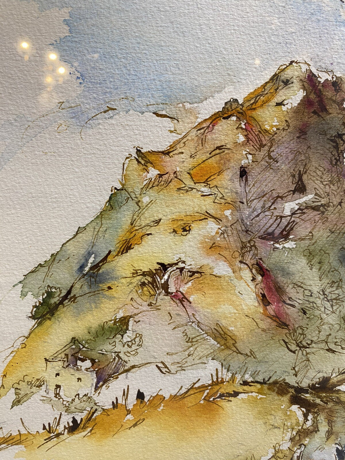 AQUARELL x 4 PETER SCHMIDT SCHÖNBERG BERGE SINFONIE ENGEL AKT BERLINER KUNST