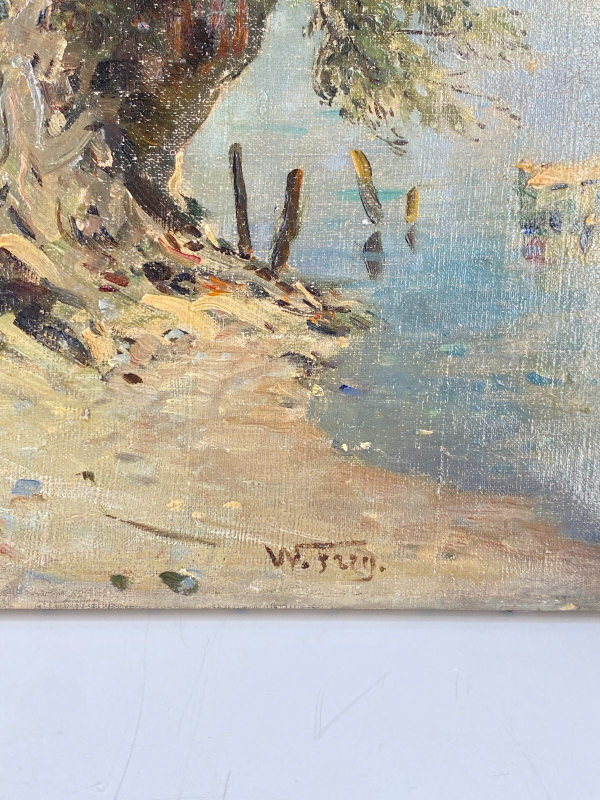 * WILHELM FREY ÖL GEMÄLDE ÖLGEMÄLDE 1909 NETZPLATZ AM BODENSEE