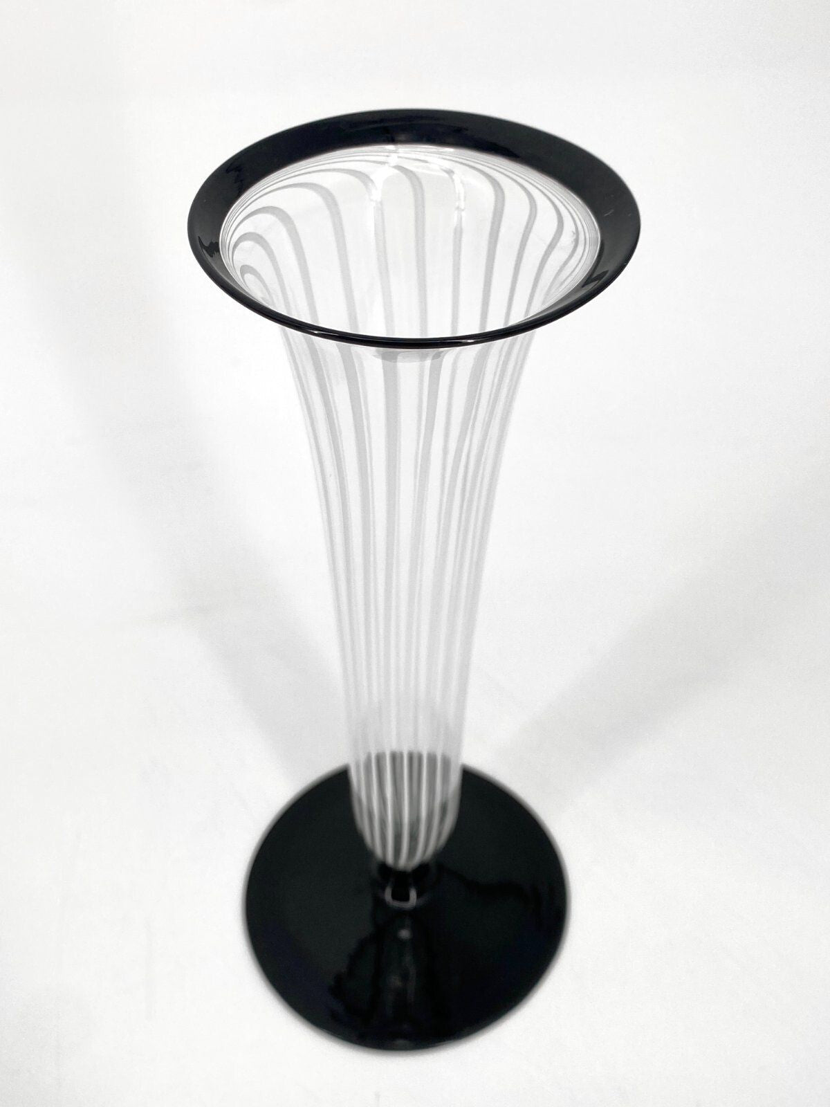 * VASE MURANO GLAS SCHWARZ WEIß VINTAGE MID CENTURY 50ER 60ER