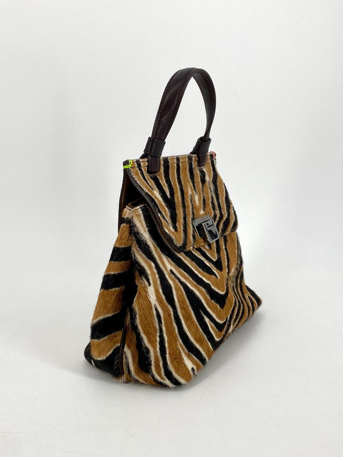 * ROSAMARO HANDGEMACHTE HANDTASCHE ITALIEN LEDER ZEBRA PRINT