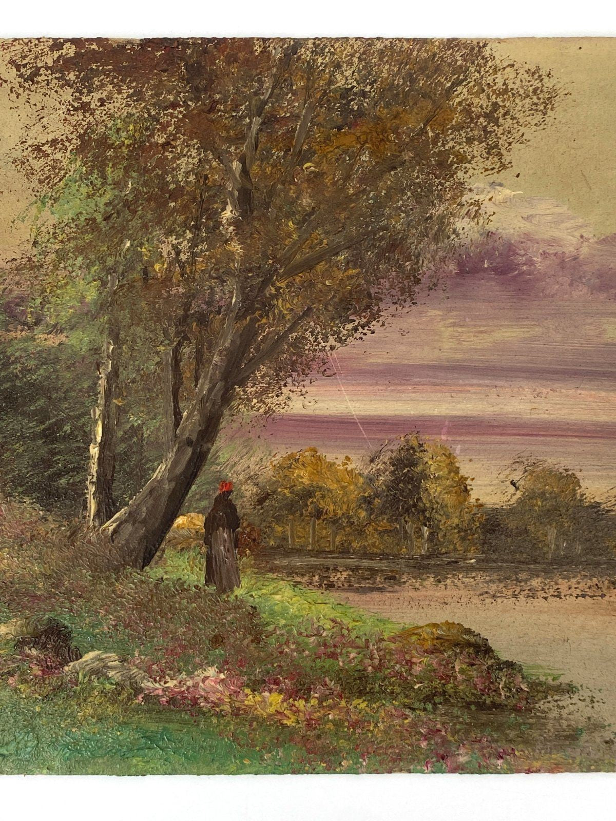 *ÖLGEMÄLDE LANDSCHAFT MIT EINEM BAUM UND PERSON