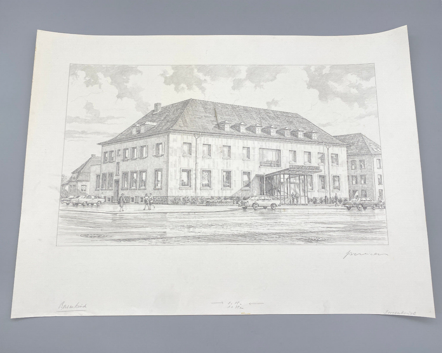 DEUTSCHER KÜNSTLER HEINZ WEHLISCH ZEICHNUNG BERSENBRÜCK SPARKASSE HANDSIGNIERT