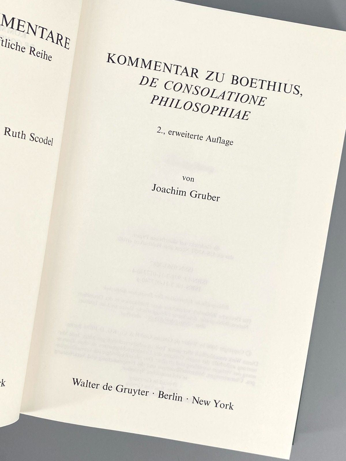 *BUCH JOACHIM GRUBER KOMMENTAR ZU BOETHIUS DE GRUYTER
