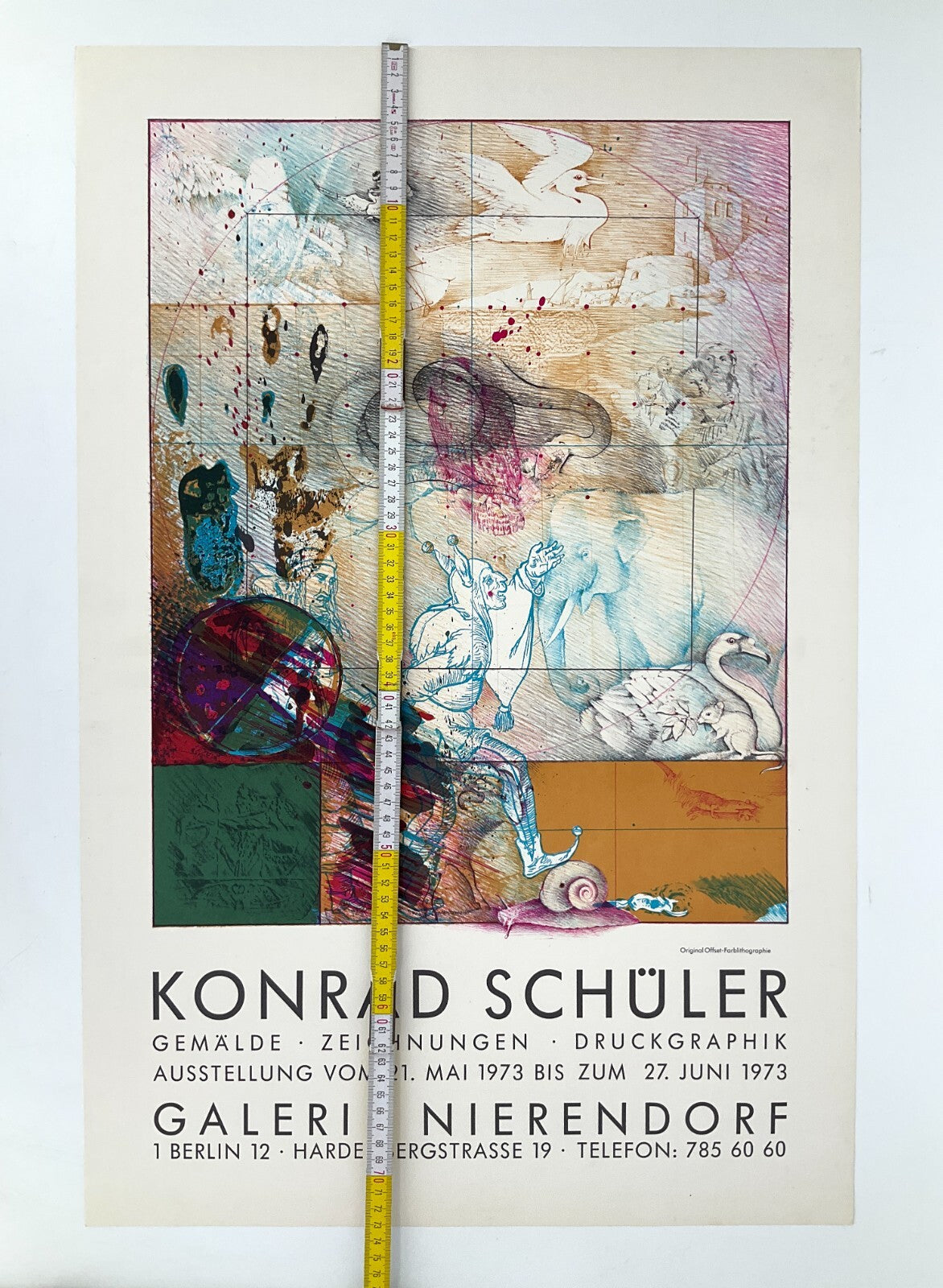 *PLAKAT KONRAD SCHÜLER GALERIE NIERENDORF BERLIN 1973 OFFSET FARBLITHOGRAFIE