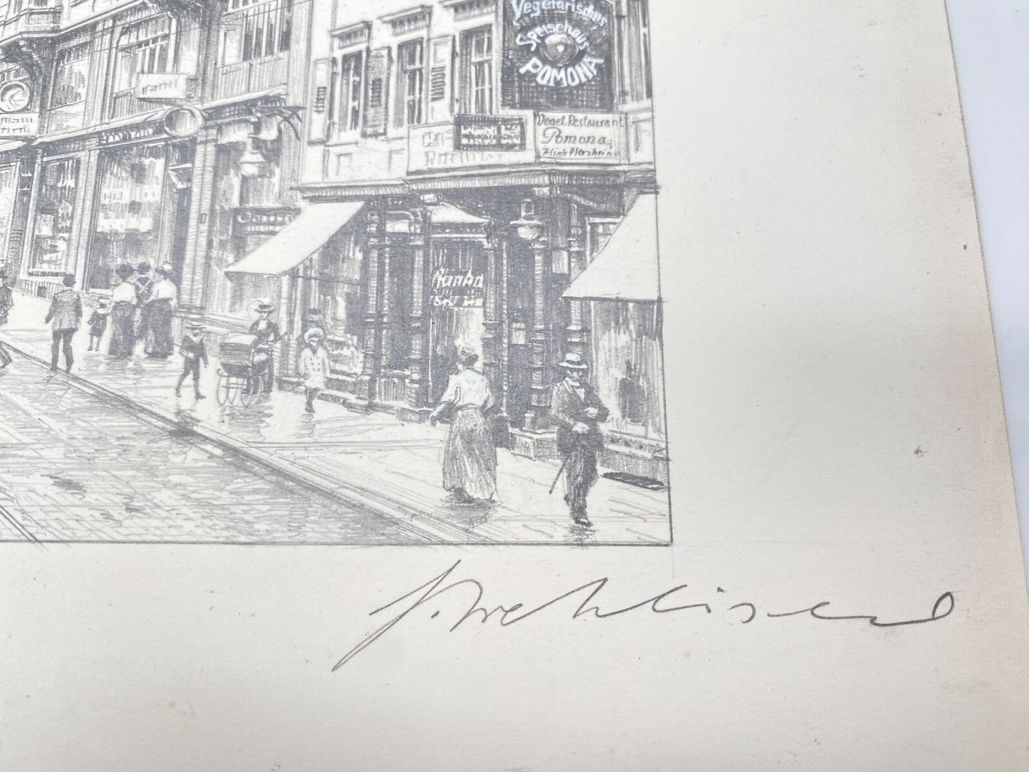 KÜNSTLER HEINZ WEHLISCH ZEICHNUNG PFORZHEIM LEOPOLDSTRASSE 1912 HANDSIGNIERT