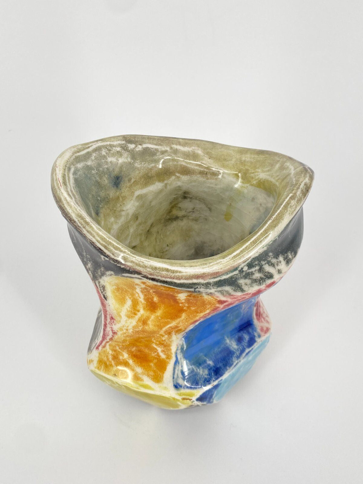 * STUDIOKERAMIK VASE BUNT ORGANISCHES DESIGN POSTMODERN VINTAGE