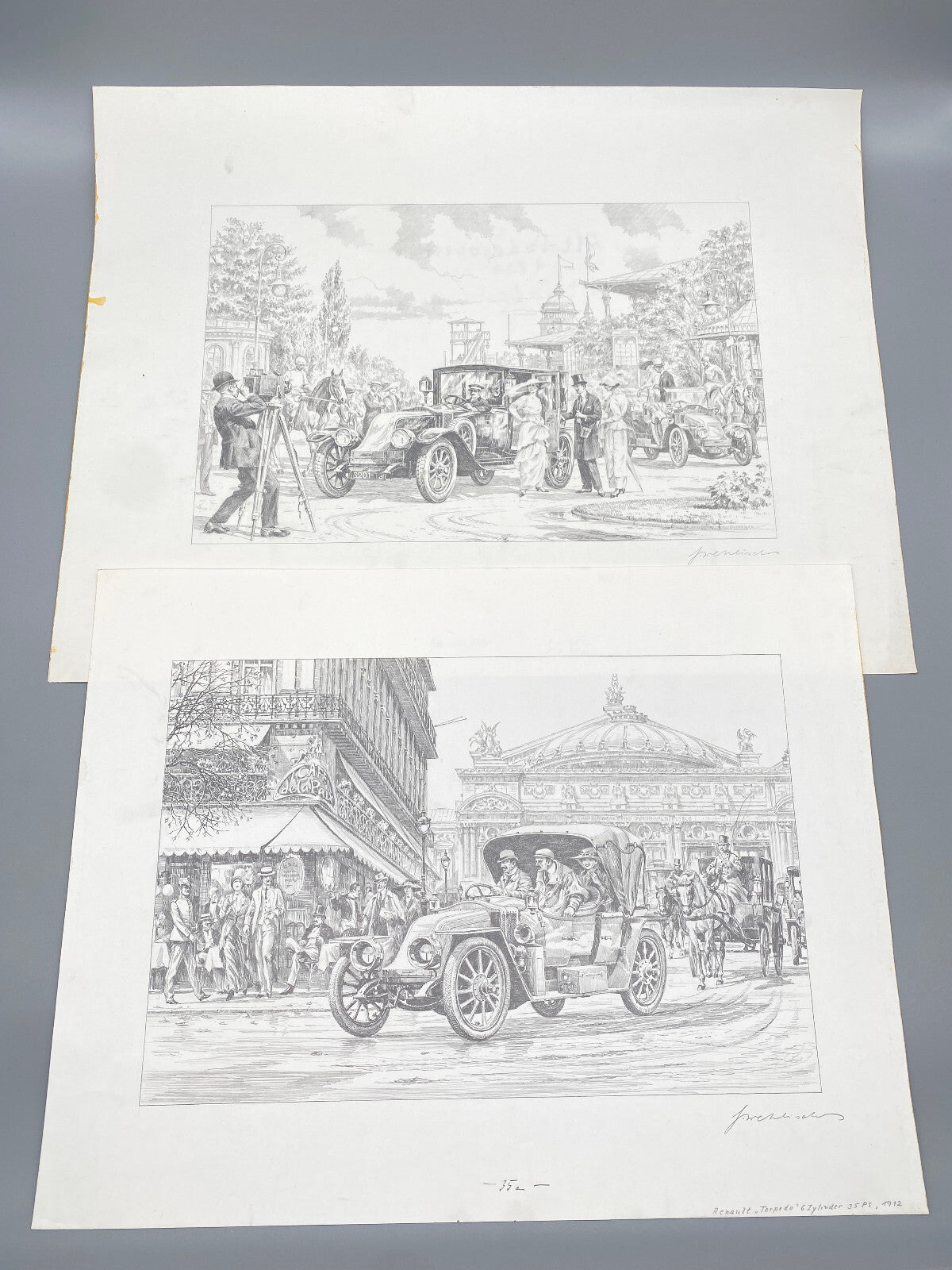 HEINZ WEHLISCH KÜNSTLER 2X ZEICHNUNGEN 1X RADIERUNG RENAULT PARIS 1912 ORIGINAL