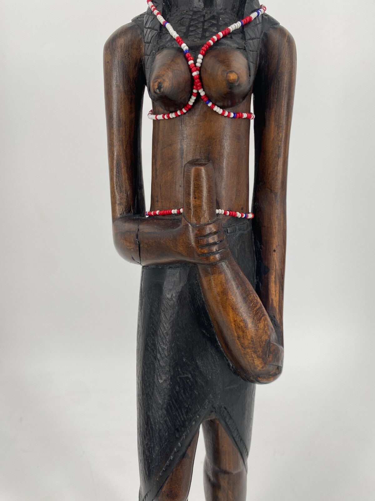 * 2 STK HOLZ FIGUREN MASSAI KENIA AFRIKA MANN FRAU STATUETTE SKULPTUR VINTAGE
