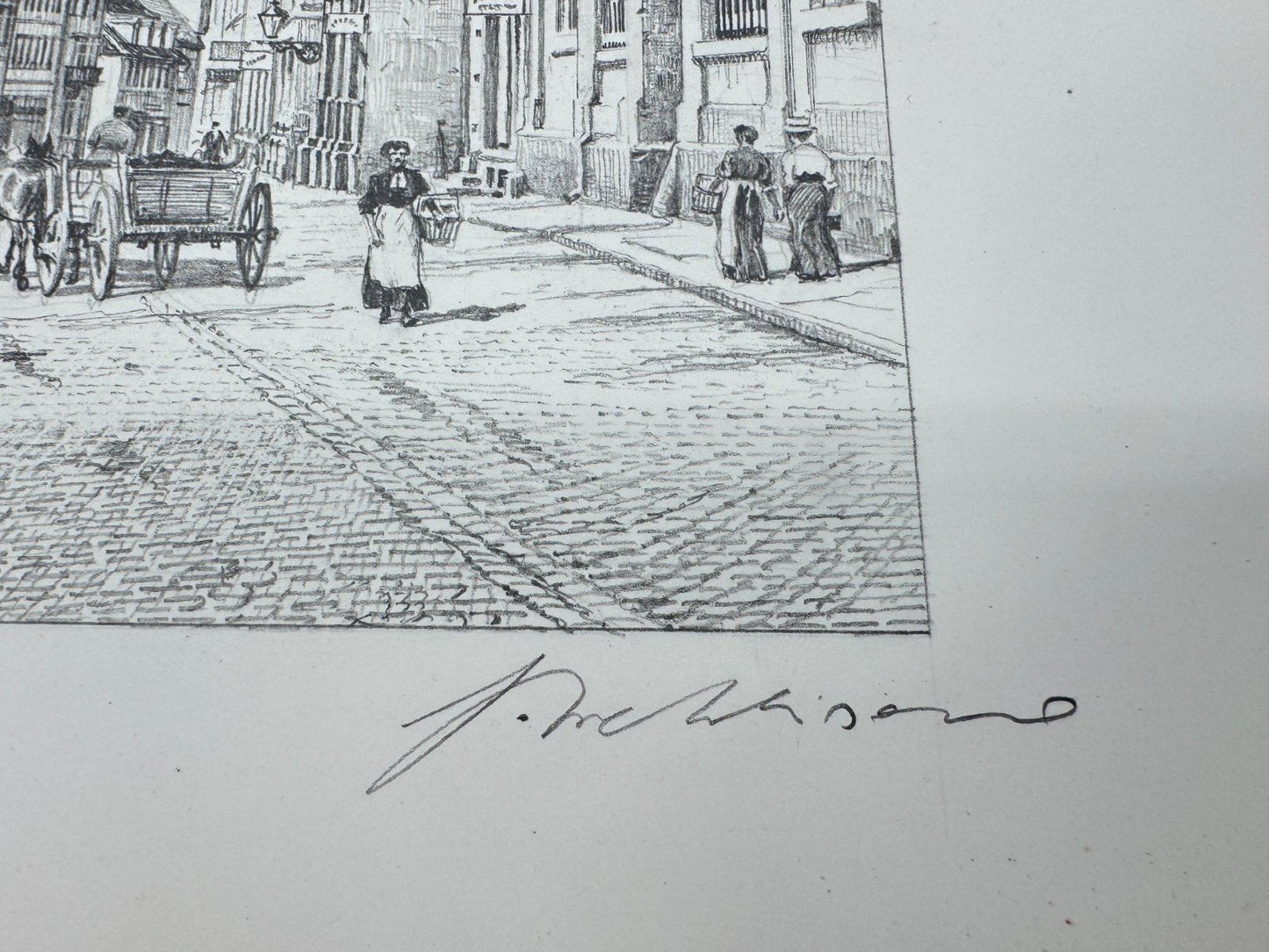 * HEINZ WEHLISCH ZEICHNUNG PFORZHEIM AM LEOPOLDPLATZ UM 1890 ANSICHT