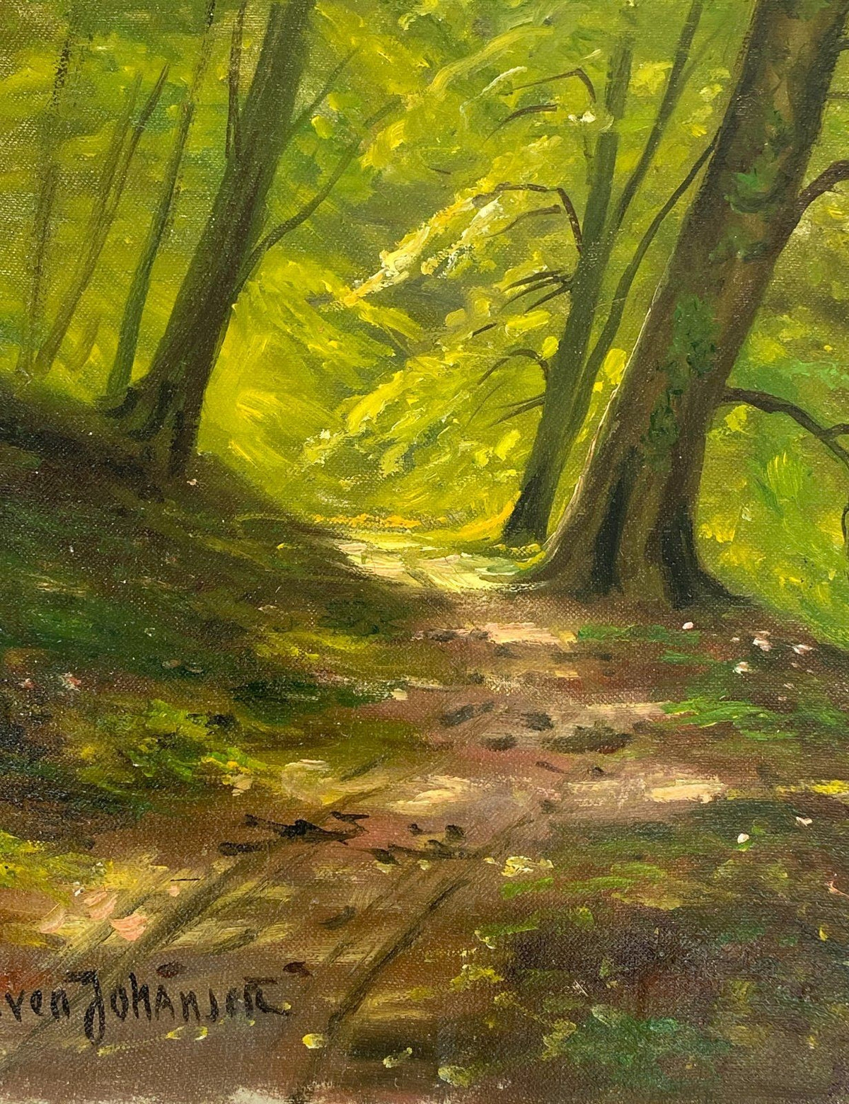 *ÖLGEMÄLDE SVEN JOHANSEN SEEUFER WALD LANDSCHAFTSANSICHT LEINWAND