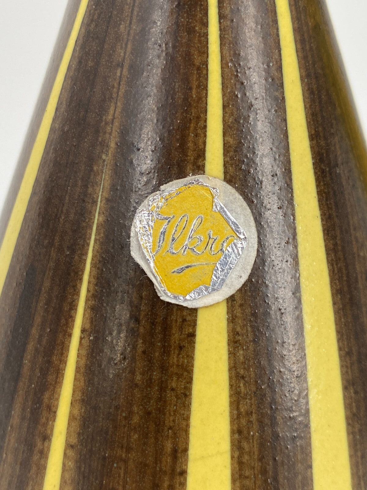 * ILKRA STUDIO KERAMIK VASE KRUG GELB BRAUN GESTREIFT 50ER 60ER MID CENTURY