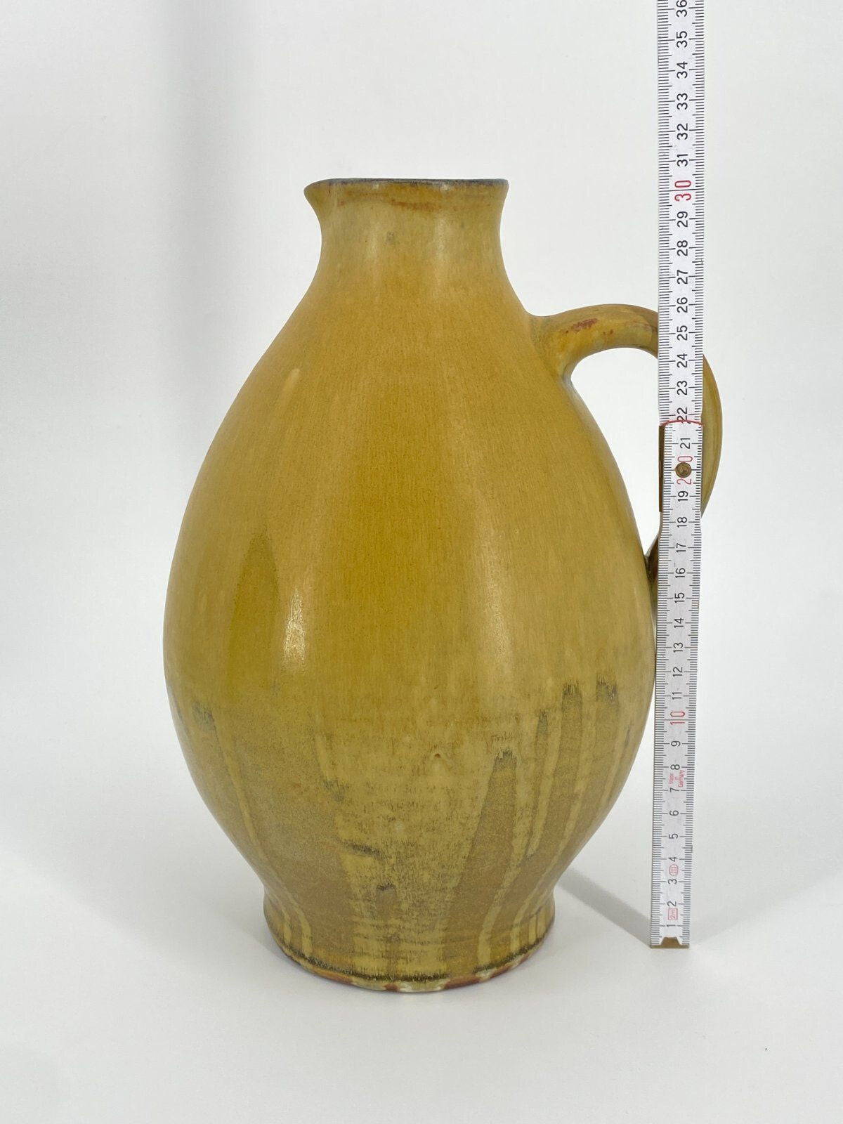 *STUDIO KERAMIK KRUG VASE H. SCHULZE CRINITZ GELB LAUFGLASUR 70ER FAT LAVA