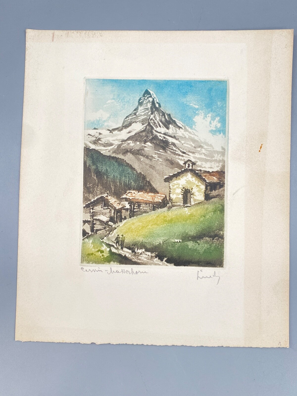 MATTERHORN DRUCK AQUARELL HANDABZUG EDITEURS ZURICH 18x 21 cm