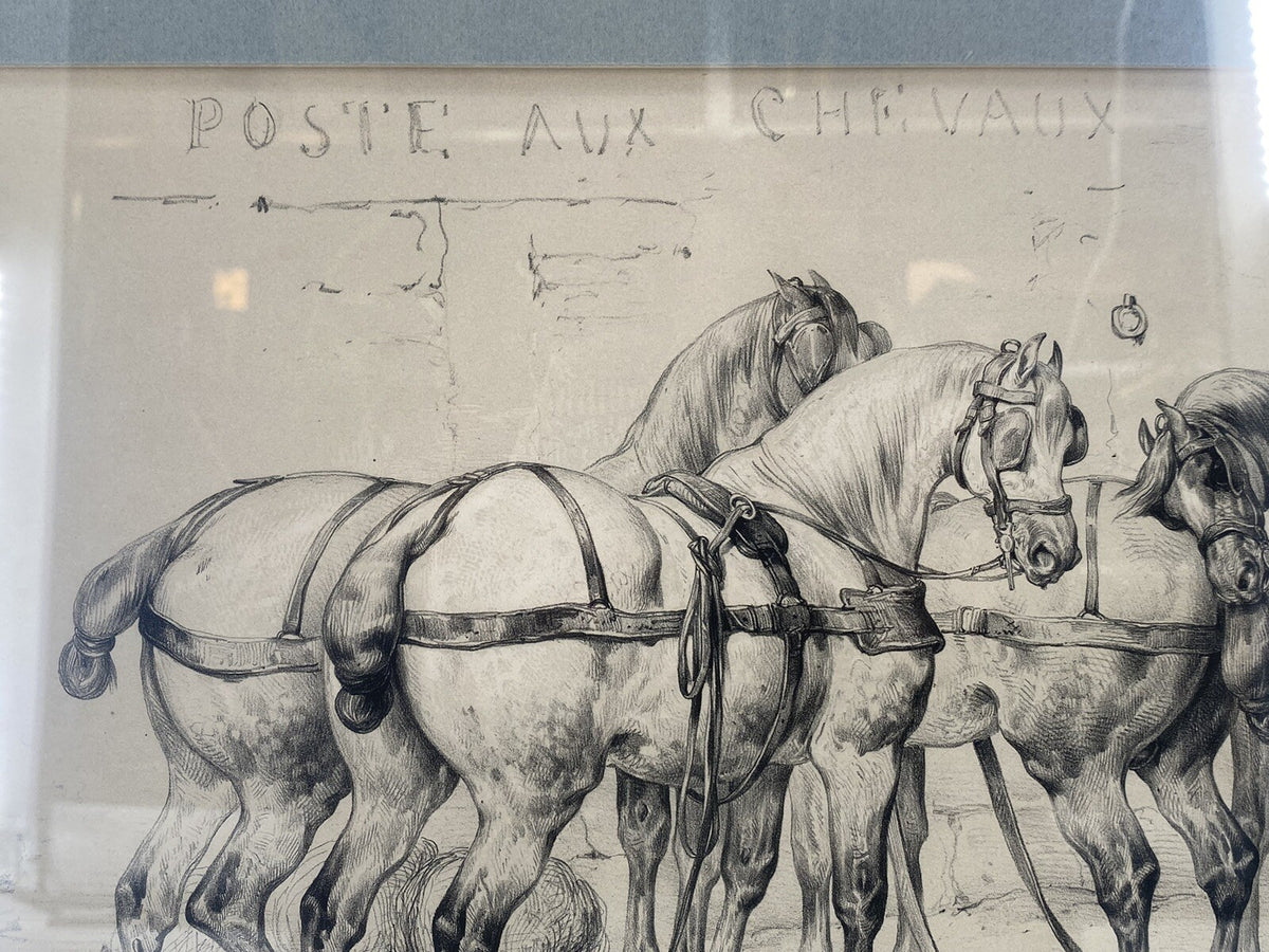 * 2 x VICTOR ADAM 19 JHDT LITHOGRAPHIE POSTE AUX CHEVAUX PFERDE WAGEN TRANSPORT