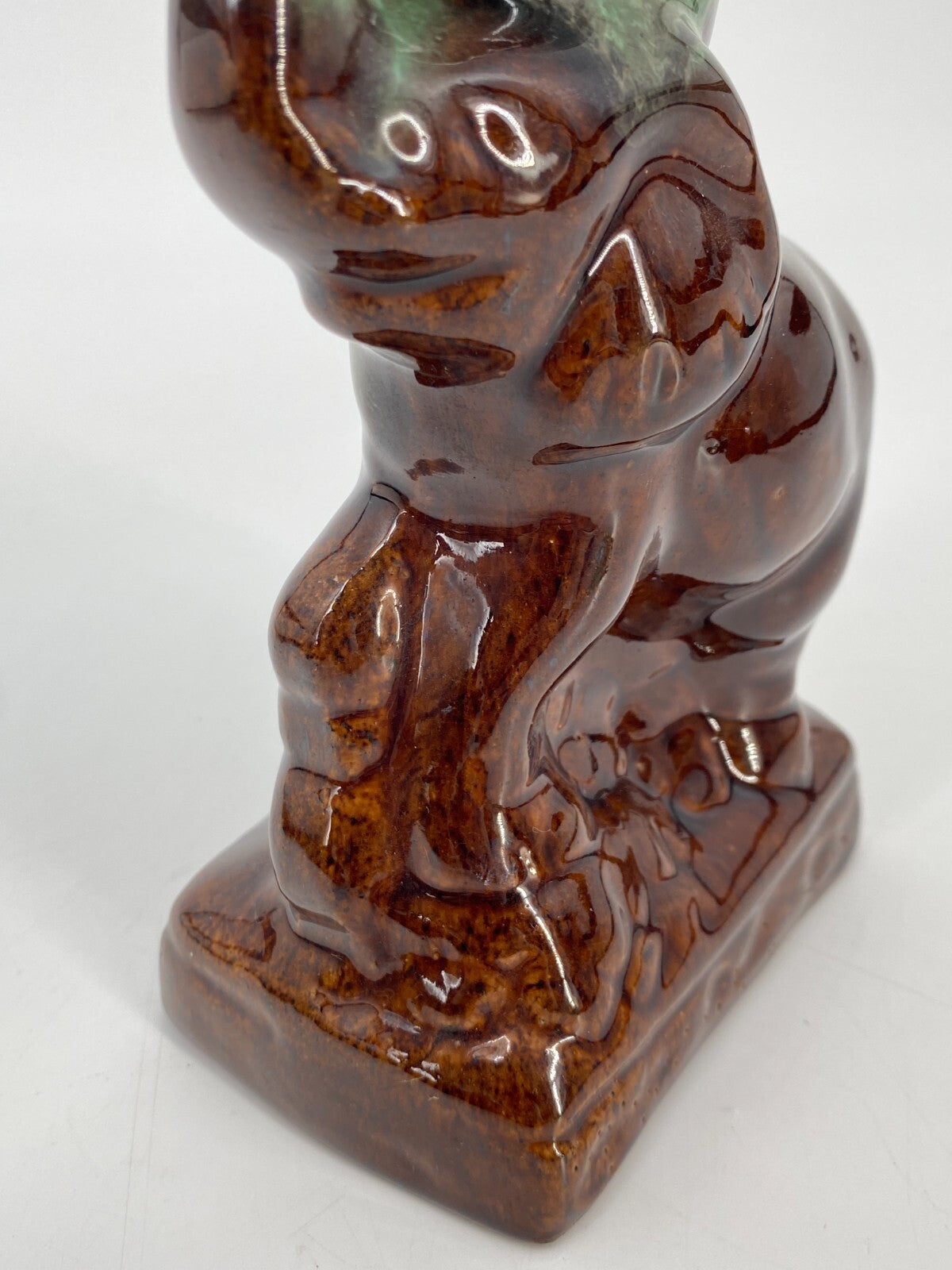 * KLEINE KERAMIK VASE FONTÄNE ELEFANT TÜRKIS BRAUN VINTAGE