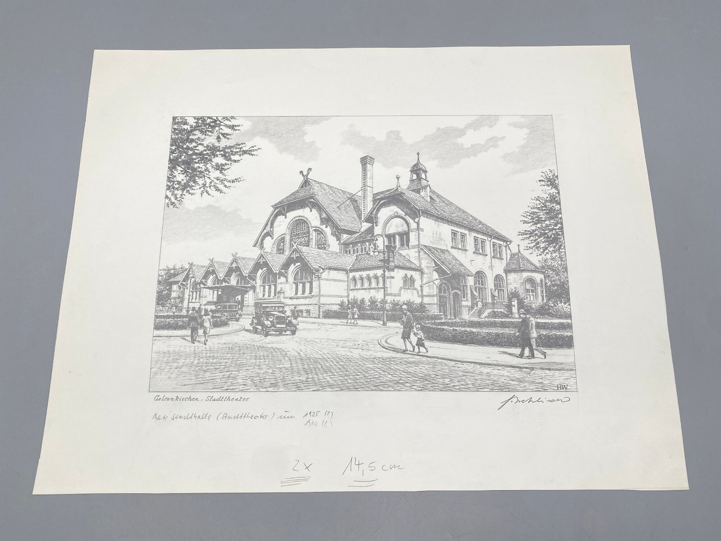 HEINZ WEHLISCH DEUTSCHER KÜNSTLER ZEICHNUNG GELSENKIRCHEN STADTTHEATER 1925