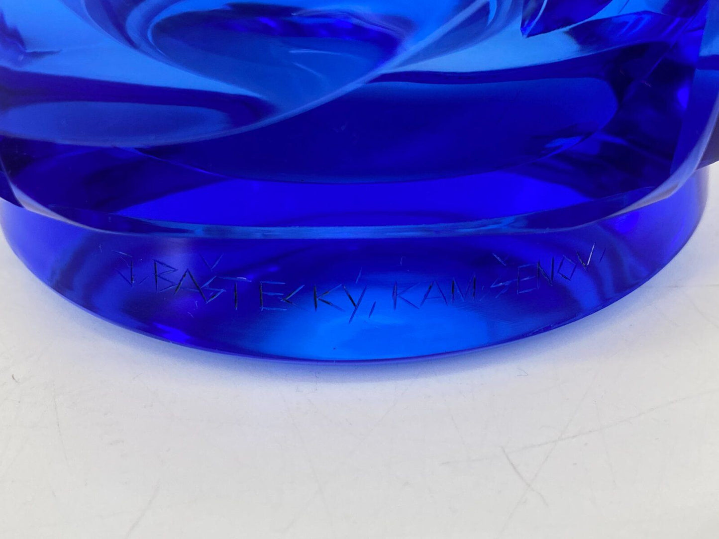 * VASE KRISTALLGLAS ART DECO TSCHECHIEN SOKOL GLAS BLAU