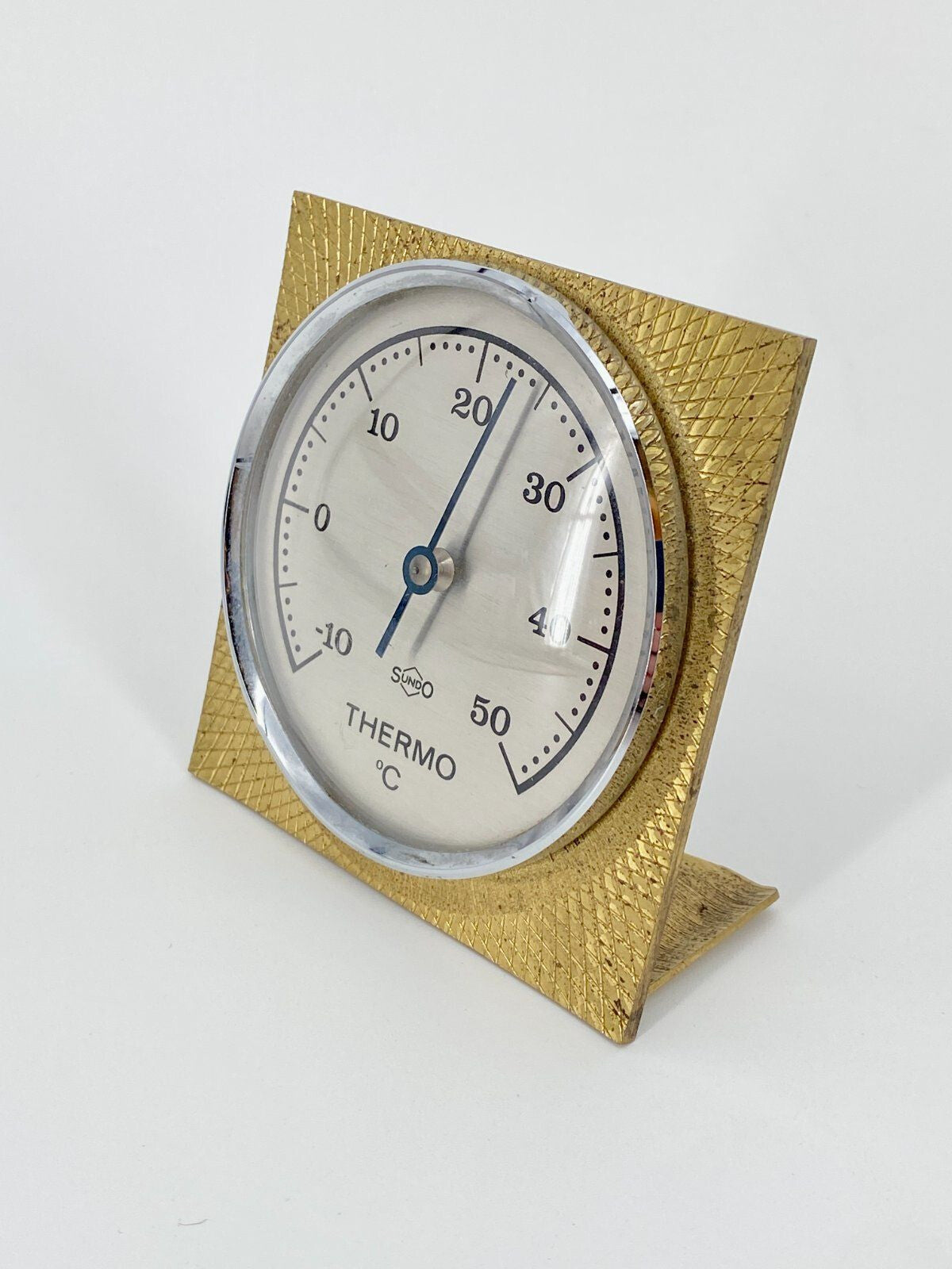 * STEHENDES TISCH THERMOMETER MESSING DEKOR SUNDO VINTAGE