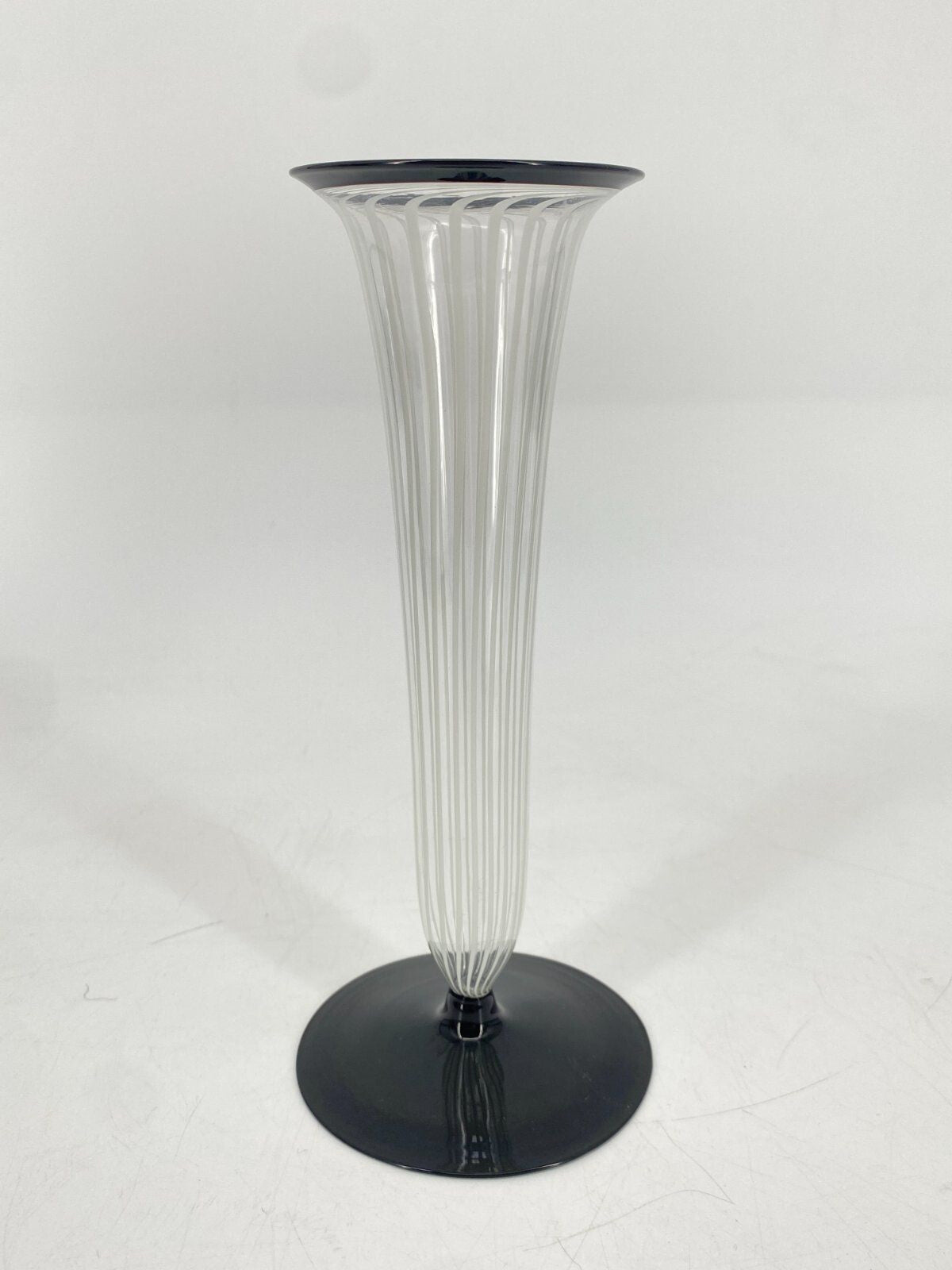 * VASE MURANO GLAS SCHWARZ WEIß VINTAGE MID CENTURY 50ER 60ER