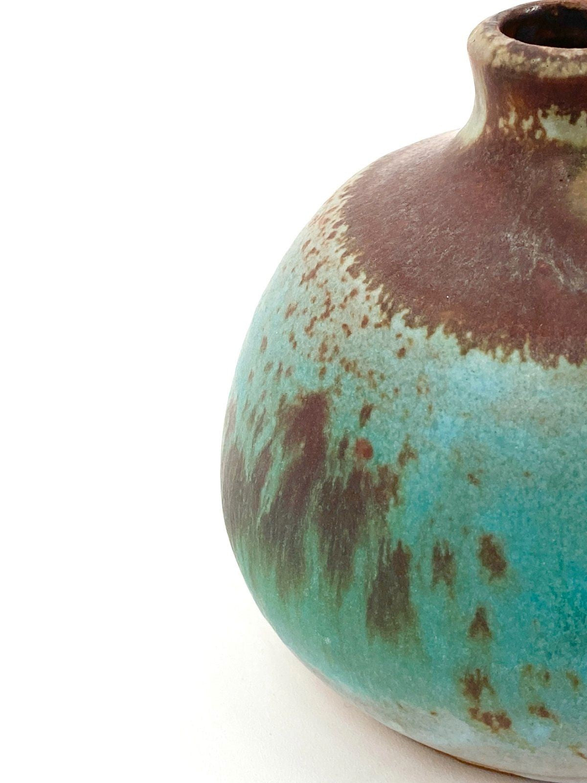 * VASE KLEIN GRÜN STUDIOKERAMIK SIGNIERT TÜRKIES 60er 70er 