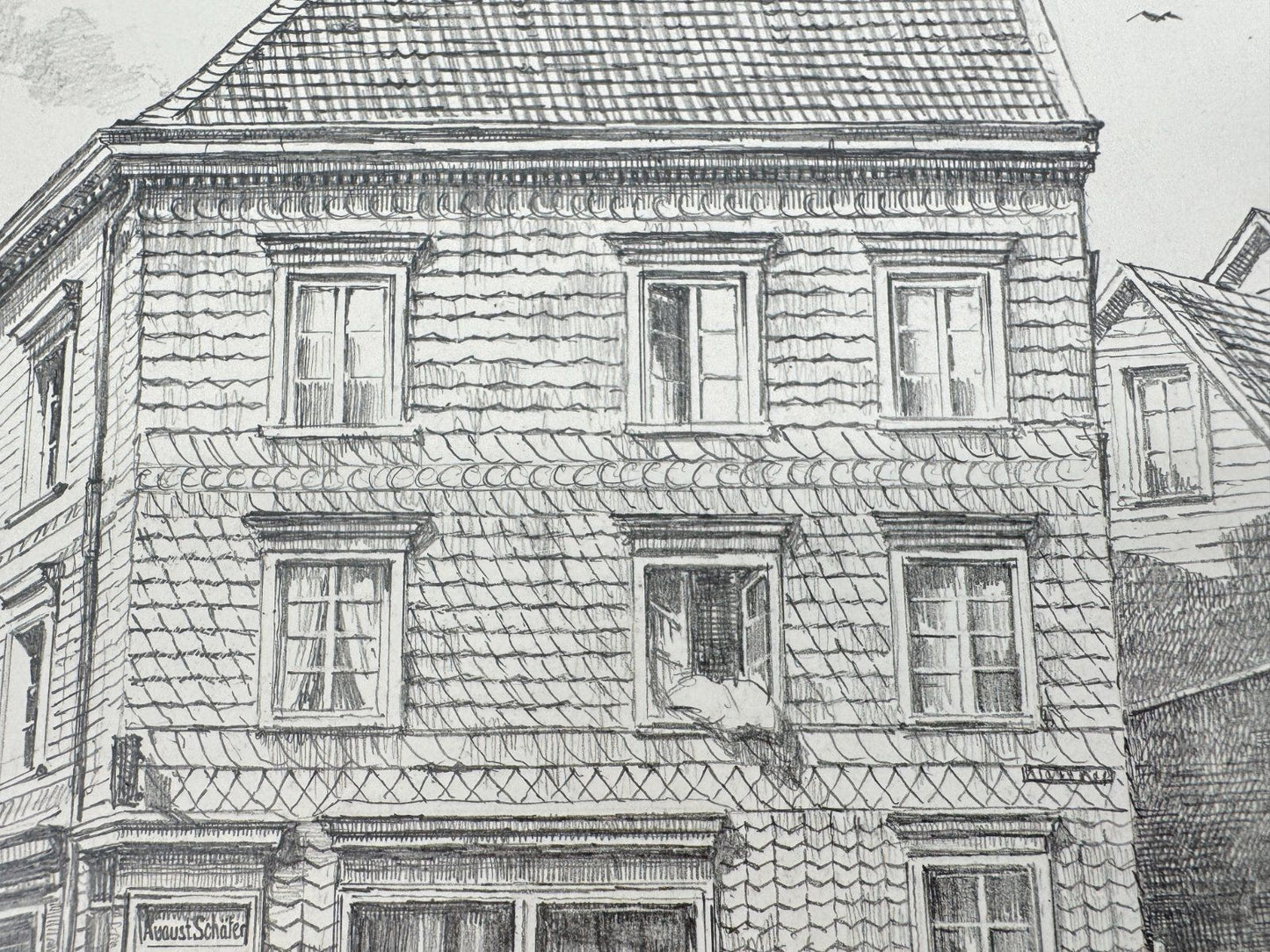 * HEINZ WEHLISCH ZEICHNUNG BURSCHEID UM 1900 ANSICHT SIGNIERT