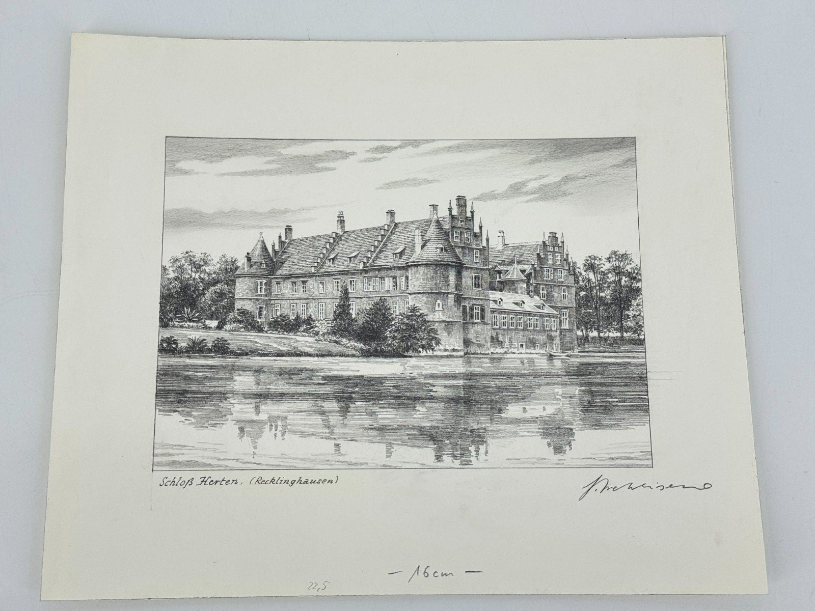 * HEINZ WEHLISCH ZEICHNUNG SCHLOß HERTEN RECKLINGHAUSEN ANSICHT