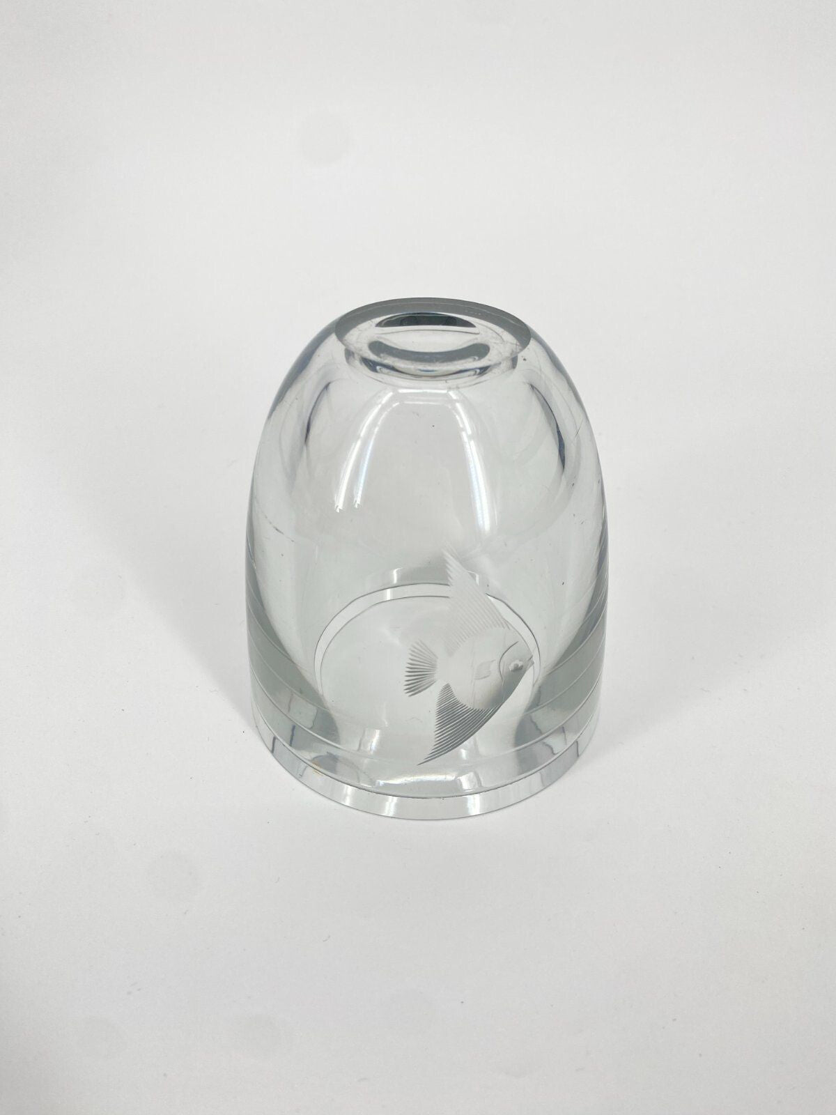 * VASE GLAS SCHWEDEN VINTAGE  KRISTALLGLAS FISCH DESIGN VINTAGE
