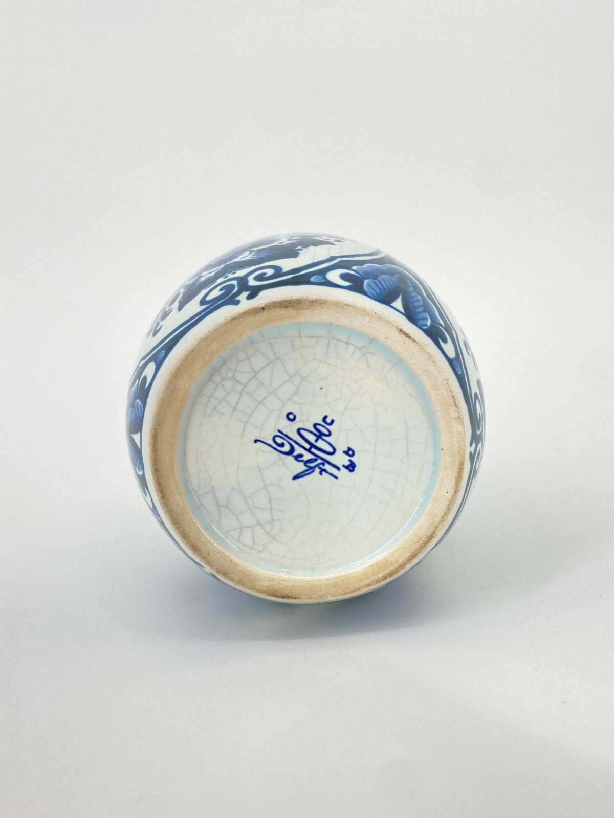 * OUD DELFT KERAMIK DECKEL DOSE VASE BLAUMALEREI BLAU WEIß BLUMEN 12CM