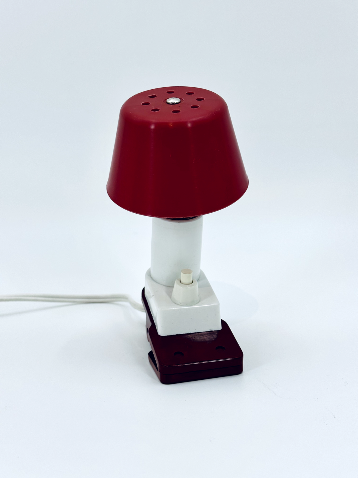 * KLEMMLEUCHTE SCHREIBTISCH LAMPE MUSHROOM ROT 1980er