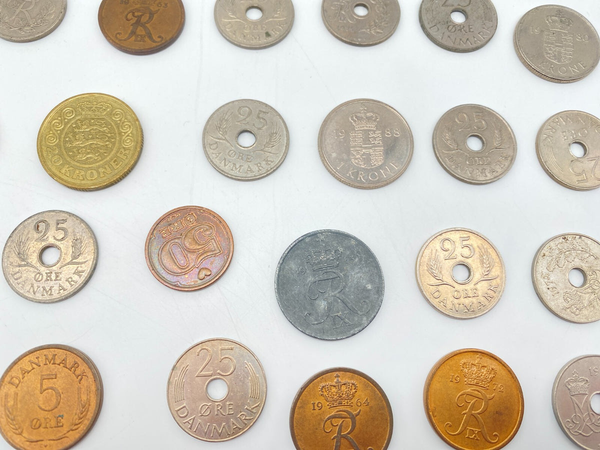 KONVOLUT 98 ALTE DÄNISCHE KRONEN ORE 5 KRONER 20 KRONER 50ER 70ER SAMMLERSTÜCKE