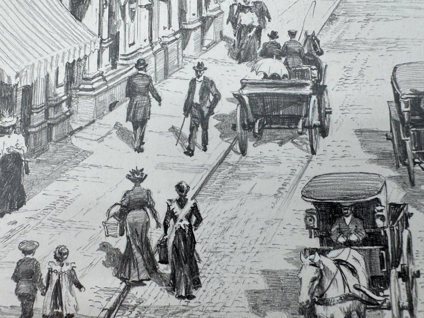 * HEINZ WEHLISCH ZEICHNUNG PFORZHEIM LEOPOLDPLATZ 1903 ANSICHT SIGNIERT