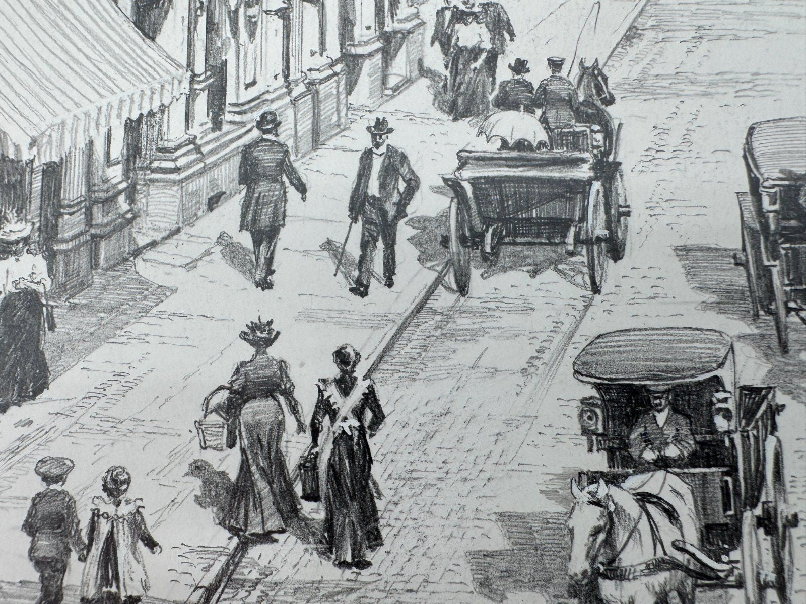 * HEINZ WEHLISCH ZEICHNUNG PFORZHEIM LEOPOLDPLATZ 1903 ANSICHT SIGNIERT