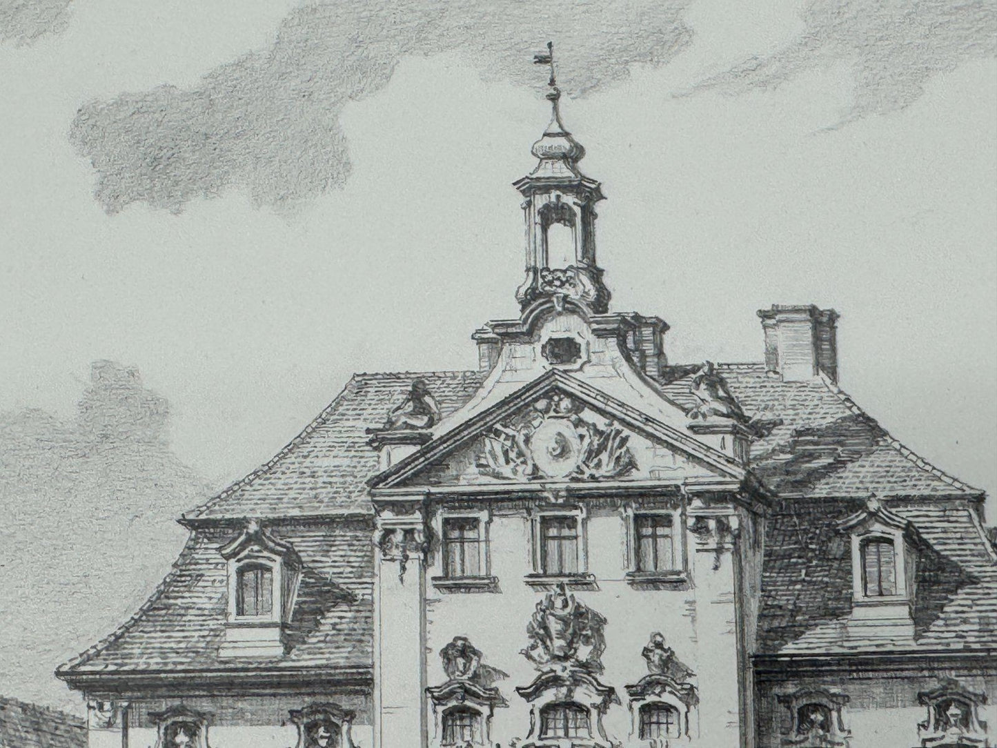 * HEINZ WEHLISCH ZEICHNUNG ELLINGEN RATHAUS SIGNIERT