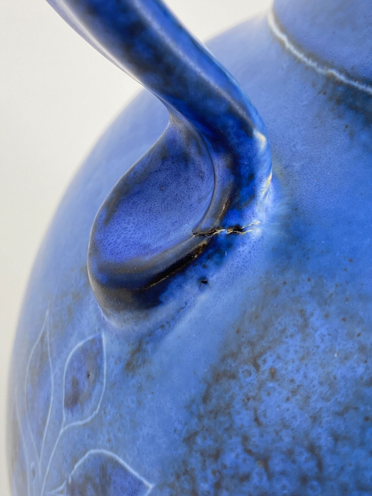 * THOMS HANDARBEIT STUDIO KERAMIK VASE BLAU AMPHORE SONNE MOND 60ER VINTAGE