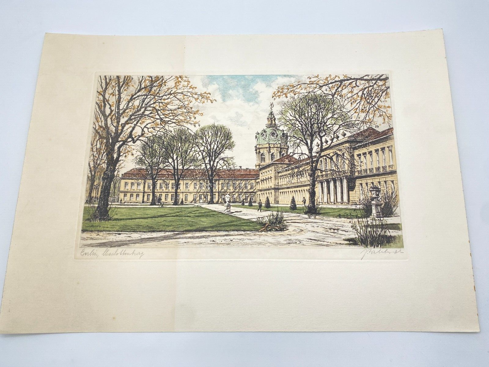 KÜNSTLER HEINZ WEHLISCH RADIERUNG KOLORIERT SCHLOSS CHARLOTTENBURG SIGNIERT