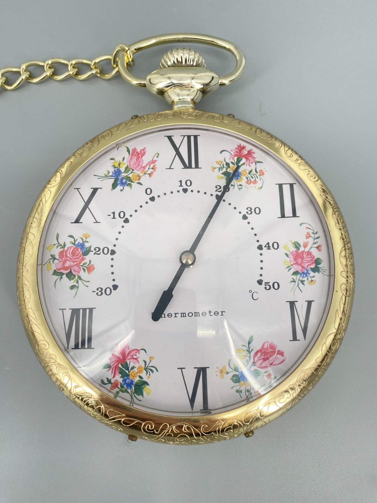 * THERMOMETER TASCHENUHR DEKO RETRO JUGENDSTIL KUNSTSTOFF