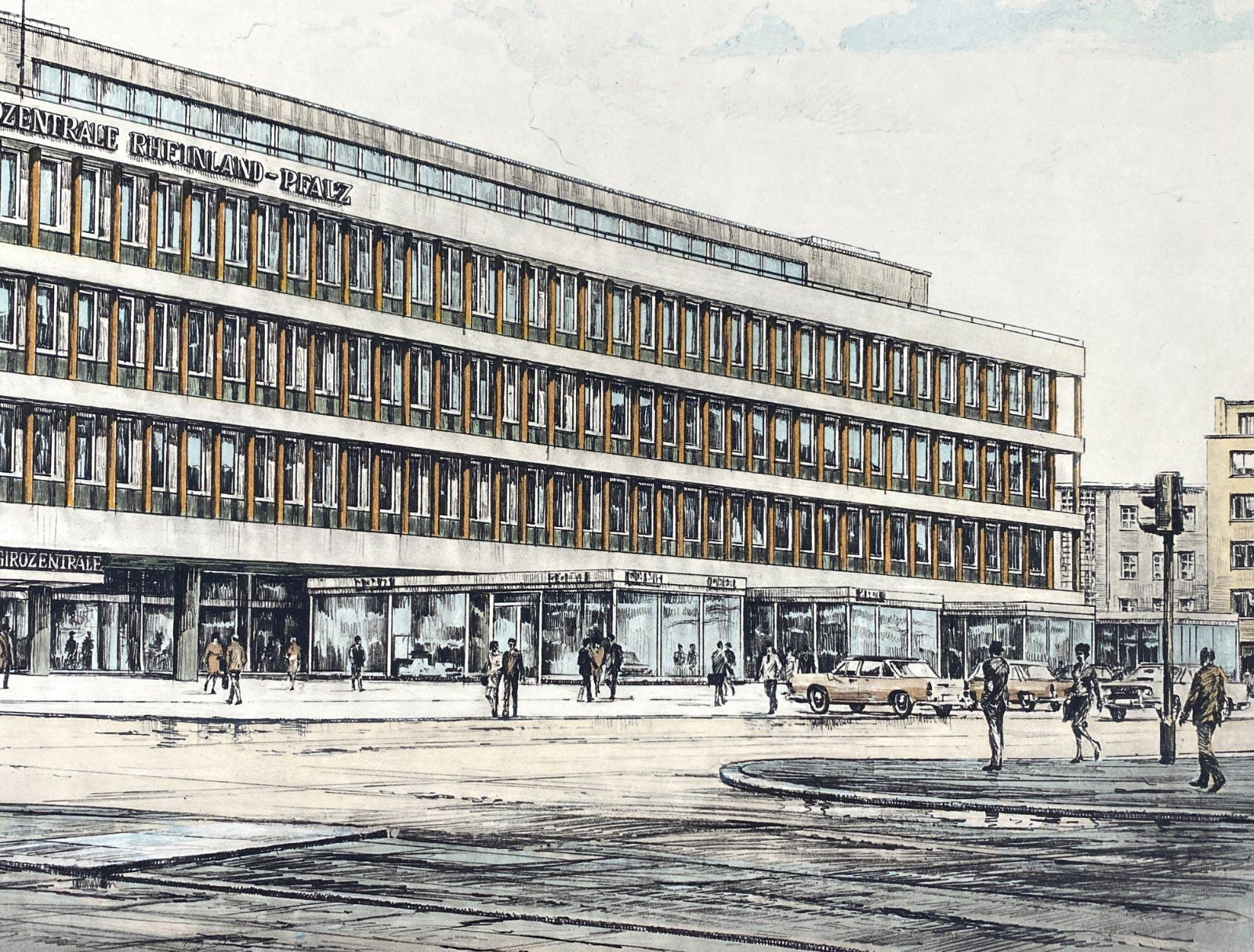 *1v2 GRAFIK HEINZ WEHLISCH LANDESBANK MAINZ VINTAGE OFFSET-LITHO