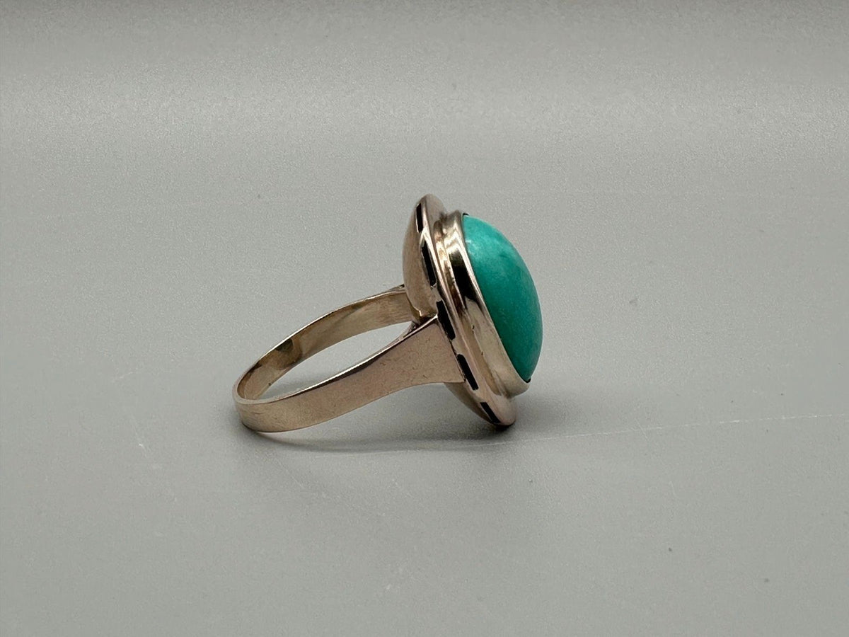 RING GR. 54 GOLD 333ER ROSÈ GOLD 8K TÜRKIS CABOCHON