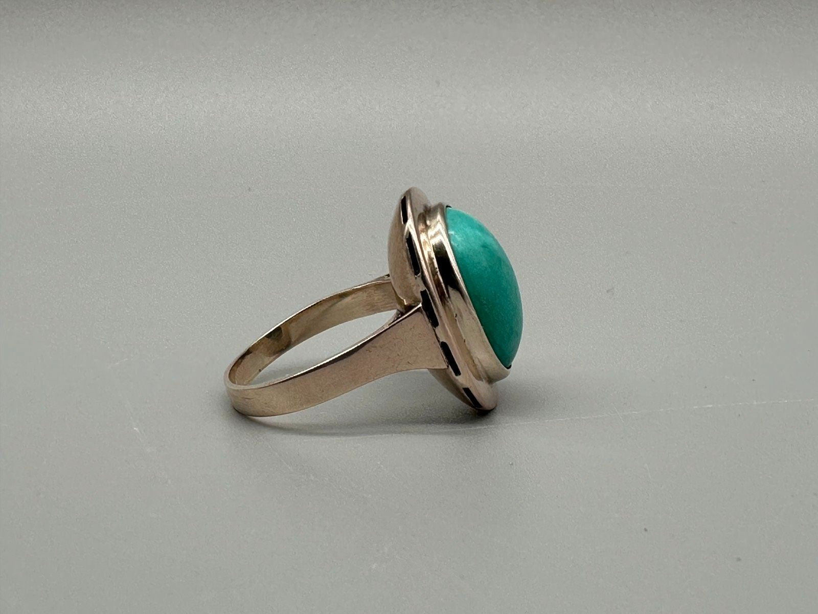 RING GR. 54 GOLD 333ER ROSÈ GOLD 8K TÜRKIS CABOCHON
