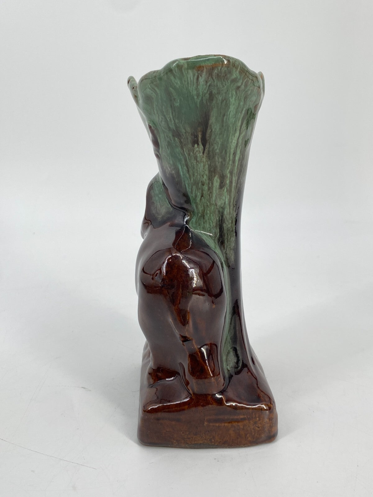 * KLEINE KERAMIK VASE FONTÄNE ELEFANT TÜRKIS BRAUN VINTAGE
