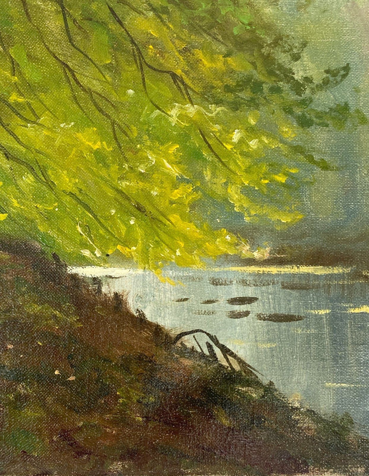 *ÖLGEMÄLDE SVEN JOHANSEN SEEUFER WALD LANDSCHAFTSANSICHT LEINWAND