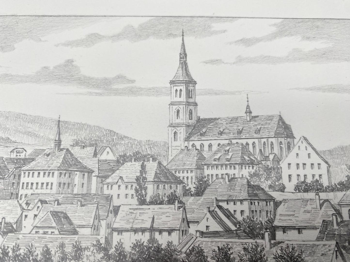 DEUTSCHER KÜNSTLER HEINZ WEHLISCH ZEICHNUNG NEUSTADT UM 1907 HANDSIGNIERT