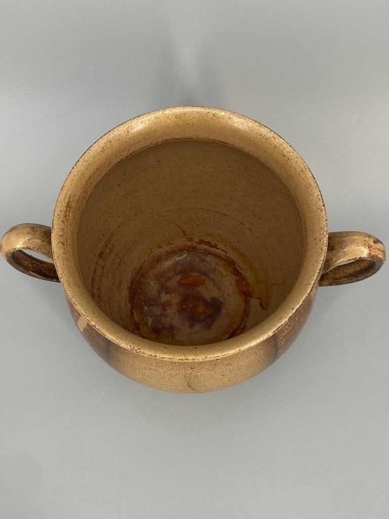 * HENKELVASE KRUG ÜBERTOPF STUDIOKERAMIK TOPF KERAMIK SIGNIERT K MID CENTURY